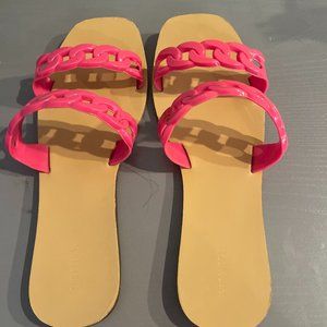 Pink and brown sandals, size 9